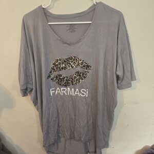 Farmasi Gray Women's Top with Leopard Print